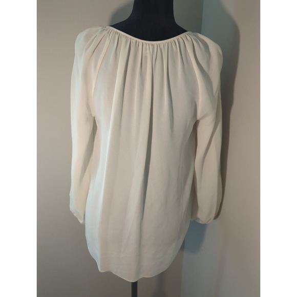Diane Von Furstenberg V-neck Cream long sleeve blouse top - Picture 4 of 6